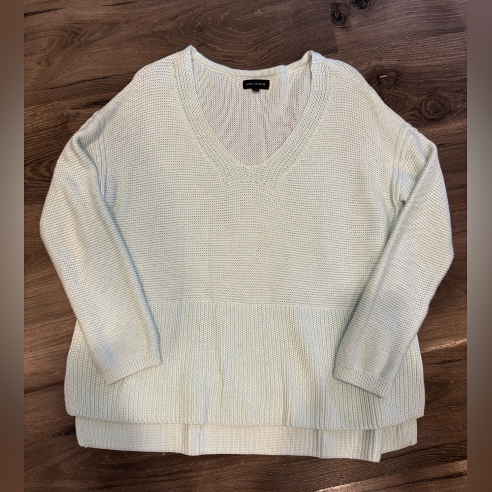 Lord & Taylor Cream V-Neck Sweater